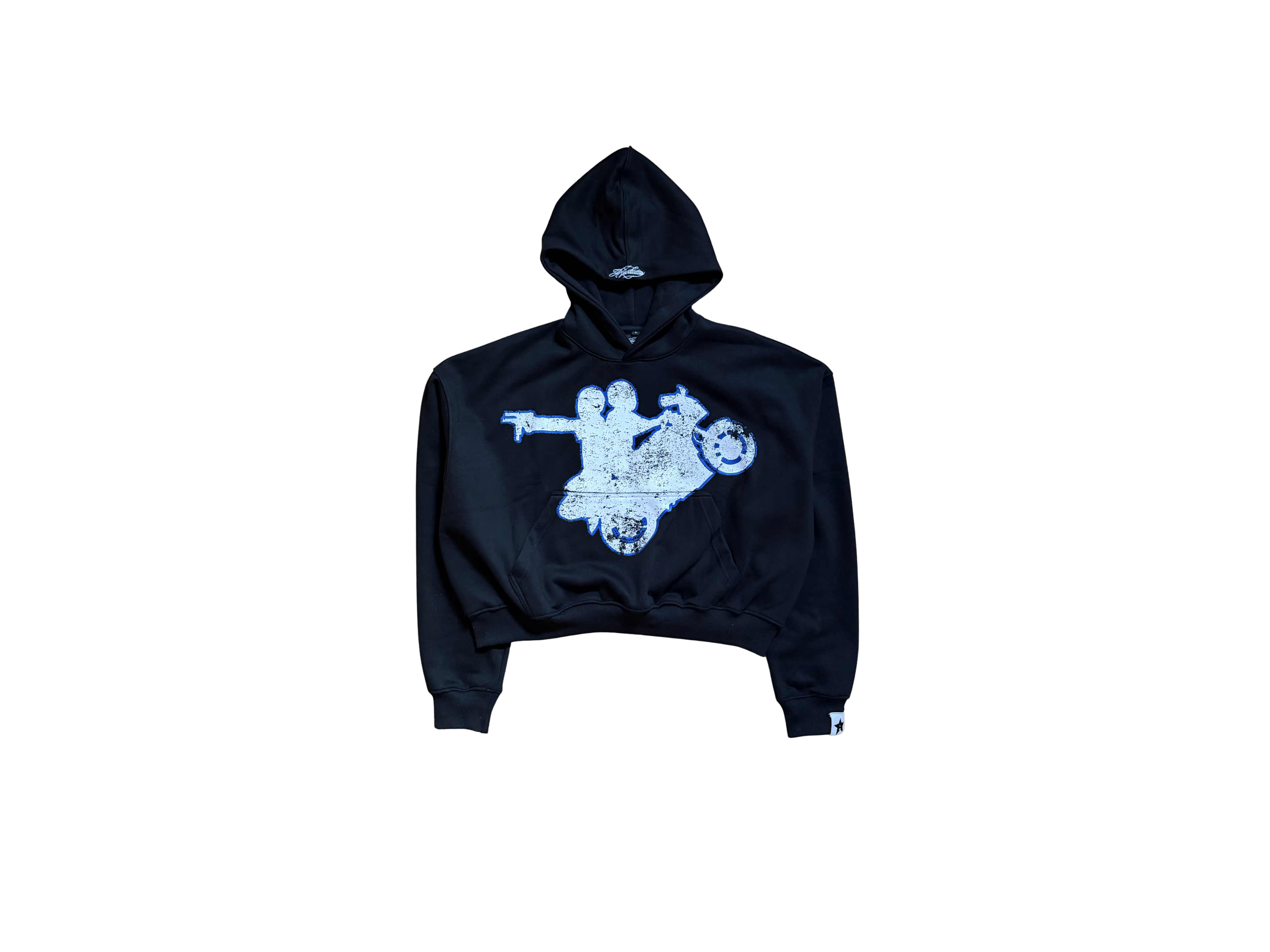 Black Wild Cowboy Cropped Hoodie