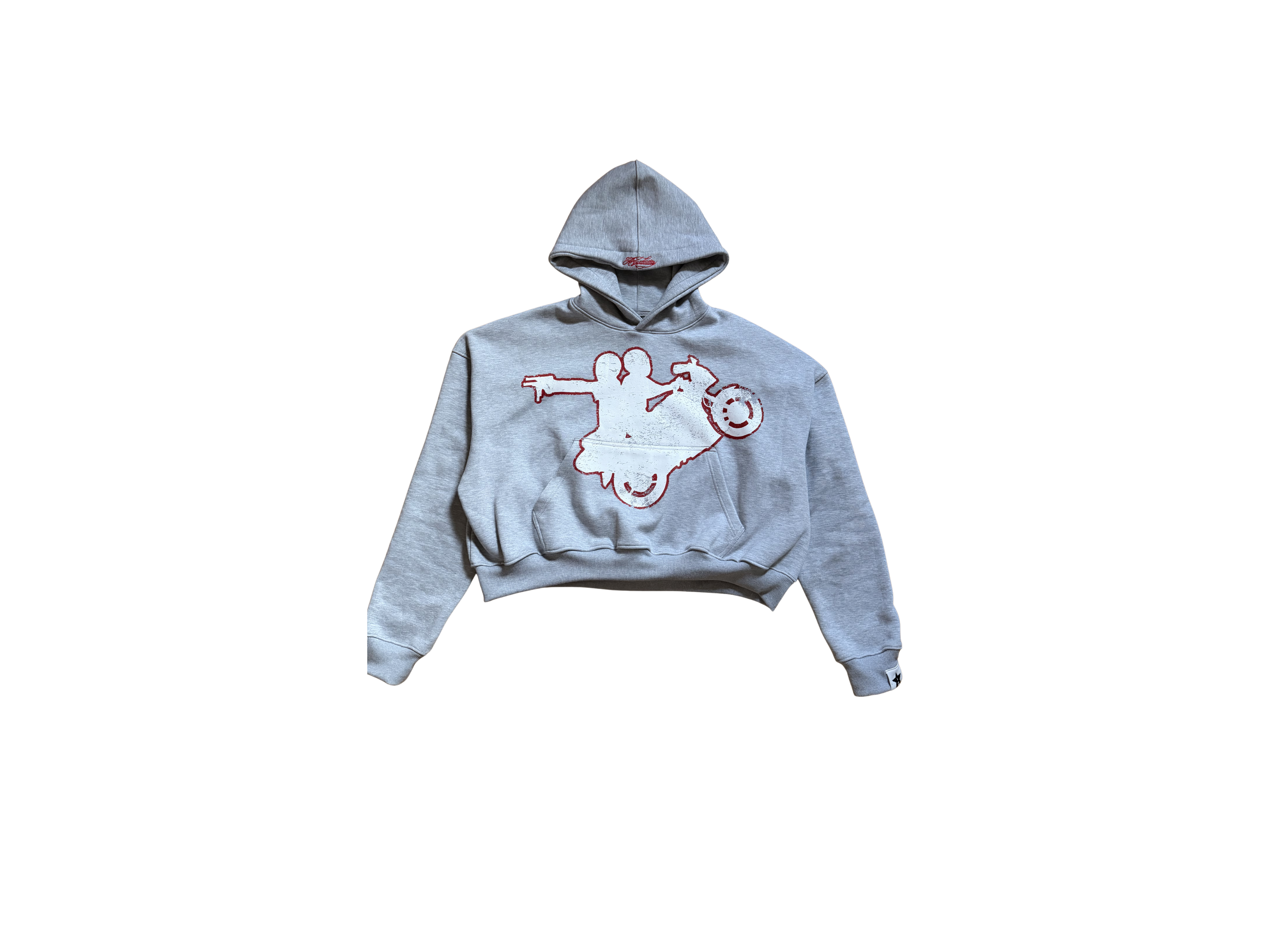 Grey Wild Cowboy Cropped Hoodie